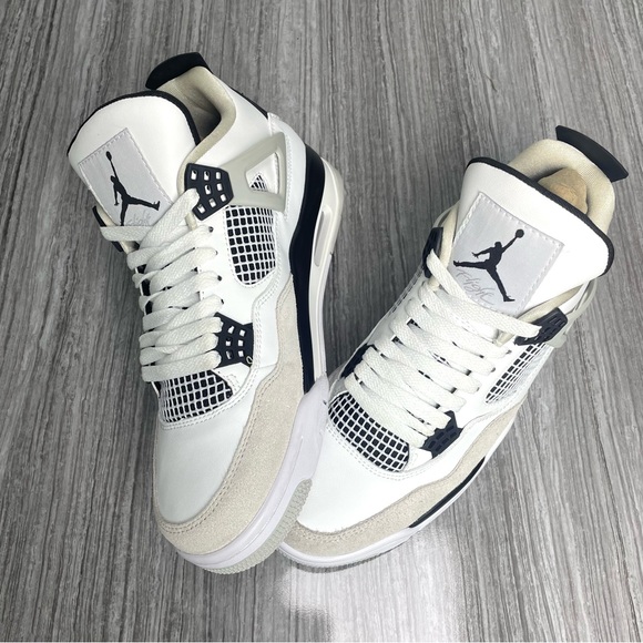 Jordan 4 Military Black-Men’s Sneakers White and Black - Picture 9 of 9